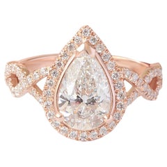 1.5 carat Pear Diamond Twist Shank Halo Engagement Ring 'Romeo'