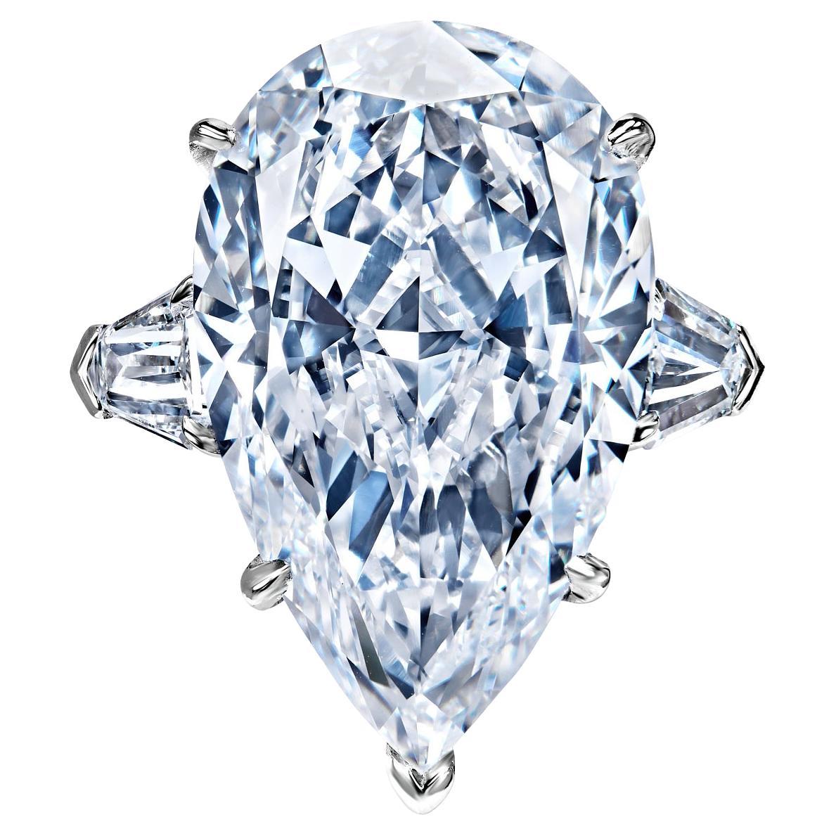 15 Carat Pear Shape Diamond Engagement Ring Certified E VS1 For Sale