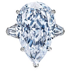 15 Carat Pear Shape Diamond Engagement Ring Certified E VS1