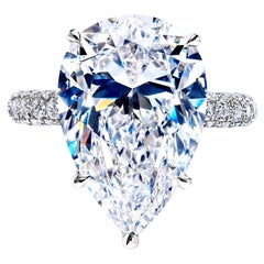 Bague de fiançailles avec diamant en forme de poire de 15 carats certifié GIA, F VVS1