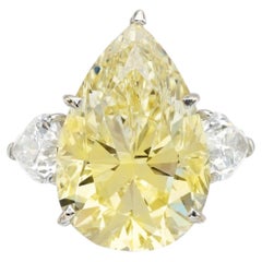 15 Carat Pear Statement Fancy Yellow 14K White Gold A Crown-Worthy Fancy Rarity