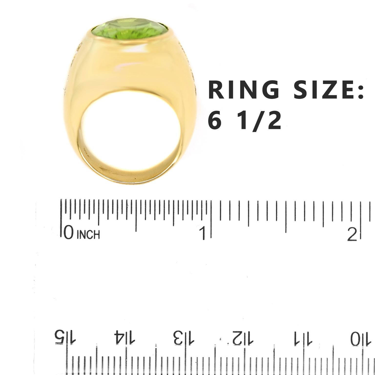 15 Carat Peridot and Diamond Set Gold Ring 1