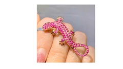 1.5 Carat Pink Sapphire Diamond Lizzard Pendant 18 Karat Gold with Chain