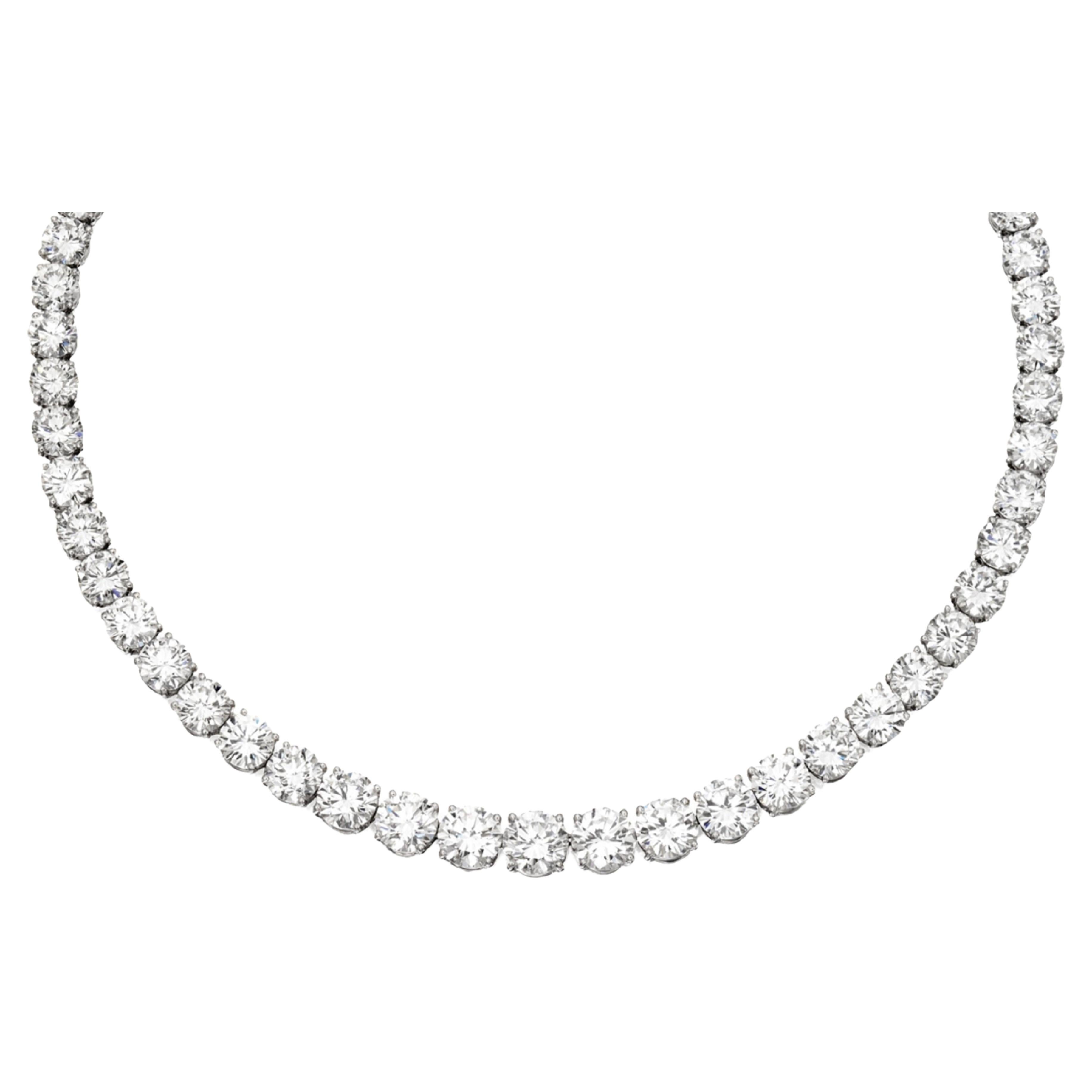 12 Carat Riviera Diamond Tennis Necklace For Sale