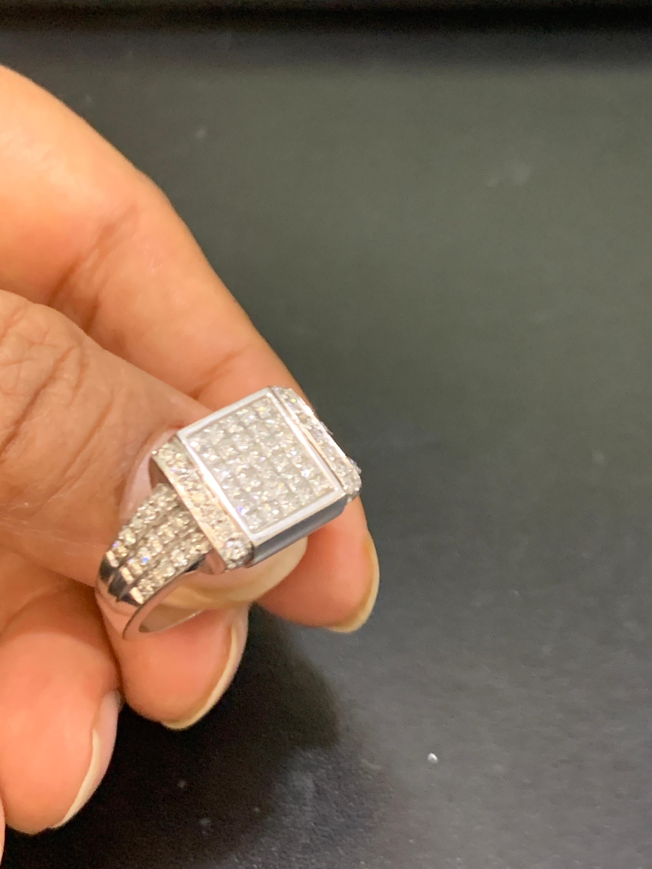 1.5 Carat Princess Cut Diamond & 1 Ct Blue Sapphire Flip Ring 14 K Gold, Unisex For Sale 6
