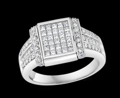 1.5 Carat Princess Cut Diamond & 1 Ct Blue Sapphire Flip Ring 14 K Gold, Unisex