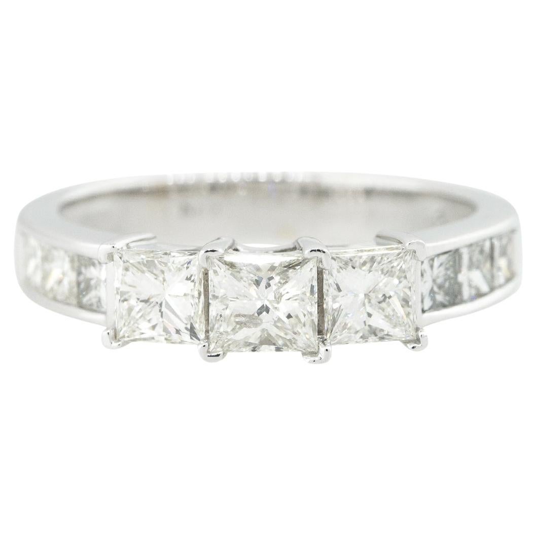 1.5 Carat Princess Cut Diamond Engagement Ring 18 Karat in Stock For Sale