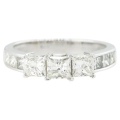 1.5 Carat Princess Cut Diamond Engagement Ring 18 Karat in Stock