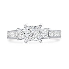 1.5 Carat Princess Diamond Ring Brilliant White 18K Gold Classic Charm Signature