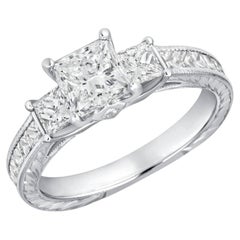 1.5 Carat Princess Diamond Ring Brilliant White 18K Gold Classic Charm Signature