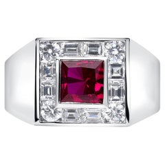 1.5 Carat Princess Statement Ruby Red 14K Gold Elegant Sparkle Collector-Grade