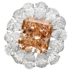 15 Carat Radiant Brilliant Statement Fancy colour  yellow brown Diamond brooch