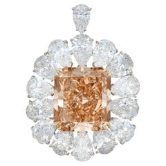 15 Carat Radiant Brilliant Statement Fancy colour  yellow brown Diamond brooch