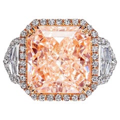 Vintage 15 Carat Radiant Cut Diamond Engagement Ring GIA Certified FOP VS2