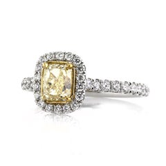 1.5 Carat Radiant Diamond Ring Fancy Yellow 14K Gold A Crown-Worthy Fancy Rarity
