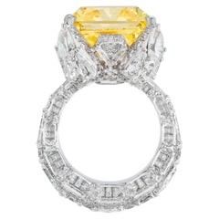 15 Carat Radiant Statement Fancy Yellow  Gold Sunlit Royal Radiance Diamond Ring