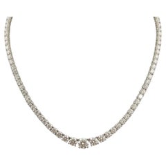 15 Carat Round Brilliant Cut Diamond Riviera Tennis Necklace in Platinum