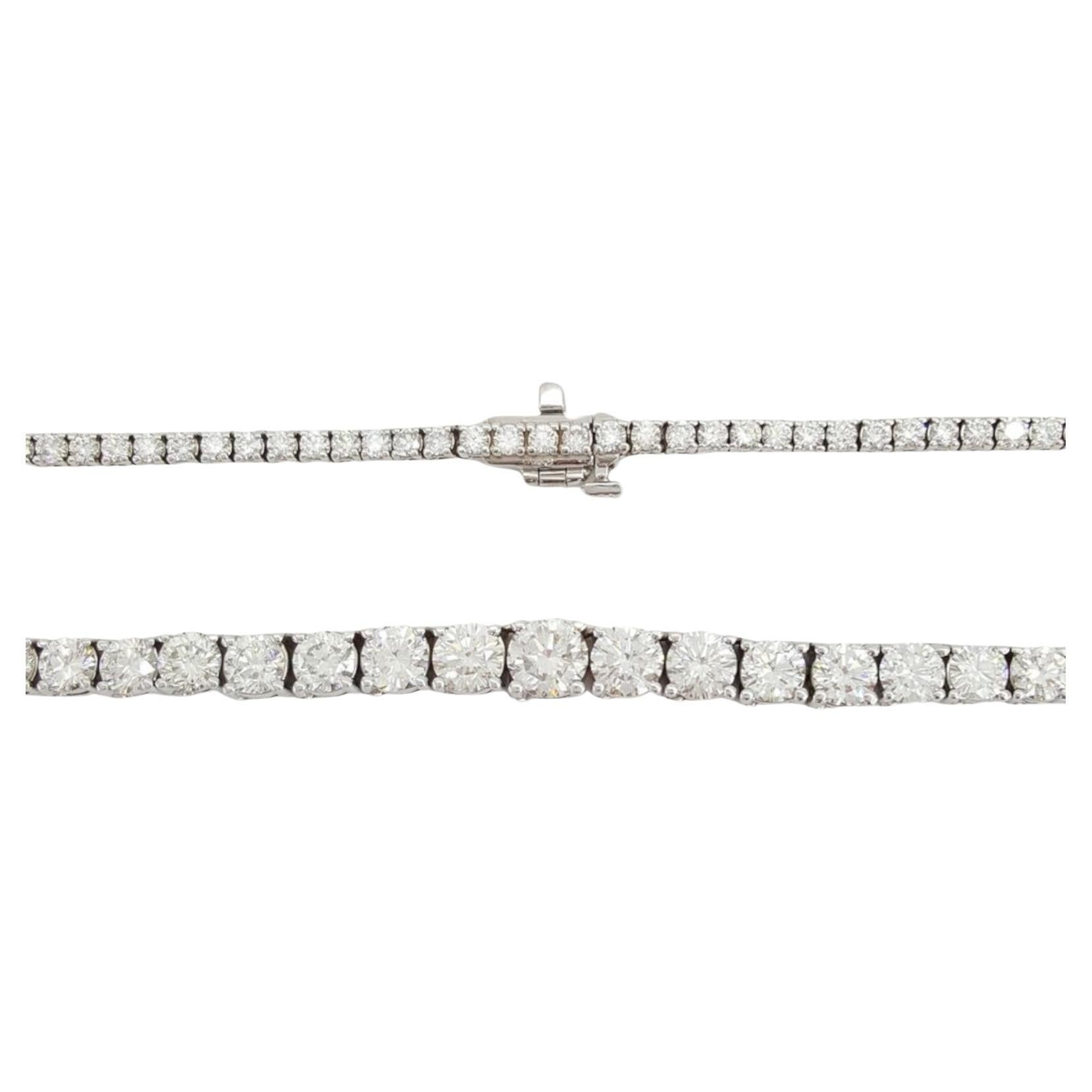 15 ct Round Brilliant Cut Diamond Riviera Diamond Line Necklace in 14K White Gold 17