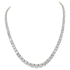 15 Carat Round Brilliant Cut Diamonds White Gold Tennis Necklace