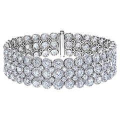 Bracelet à 3 rangées de diamants ronds et brillants de 15 carats certifiés