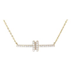 .15 Carat Round Brilliant Diamond Bar Necklace, 14 Karat Yellow Gold Adjustable