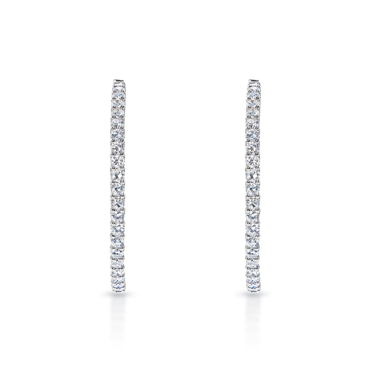 15 Karat runde Brillant-Diamant-Creolen, zertifiziert (Rundschliff) im Angebot