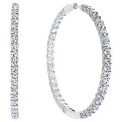 15 Carat Round Brilliant Diamond Hoop Earrings Certified