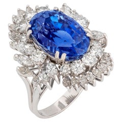 15 Carat Cushion Brilliant Statement Royal Blue Sapphire 14K White Gold Ring