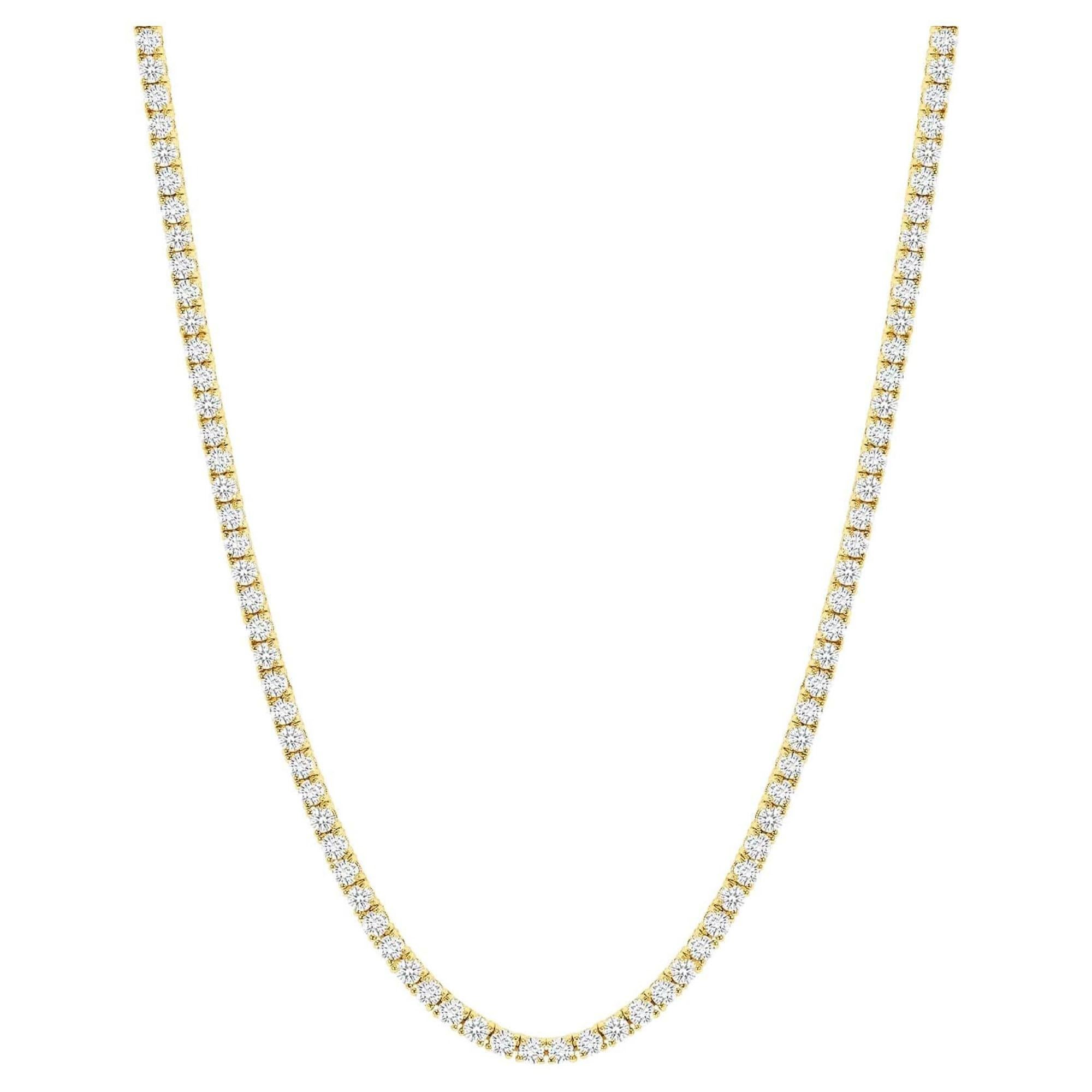 Collier tennis en or 15 carats avec diamants ronds de 15 carats