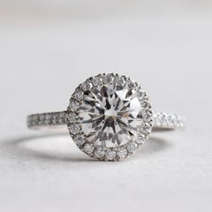 Platinum 1.5 Carat Round GIA Certified Diamond Halo Engagement Ring