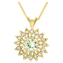 1.5 Carat Round Natural Color Changing Anatolite Diamond Pendant 14K Yellow Gold