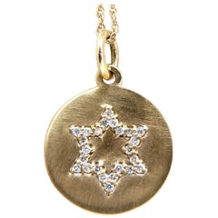 .15 Carat Round Natural Diamonds Star Pendant 14 Karat