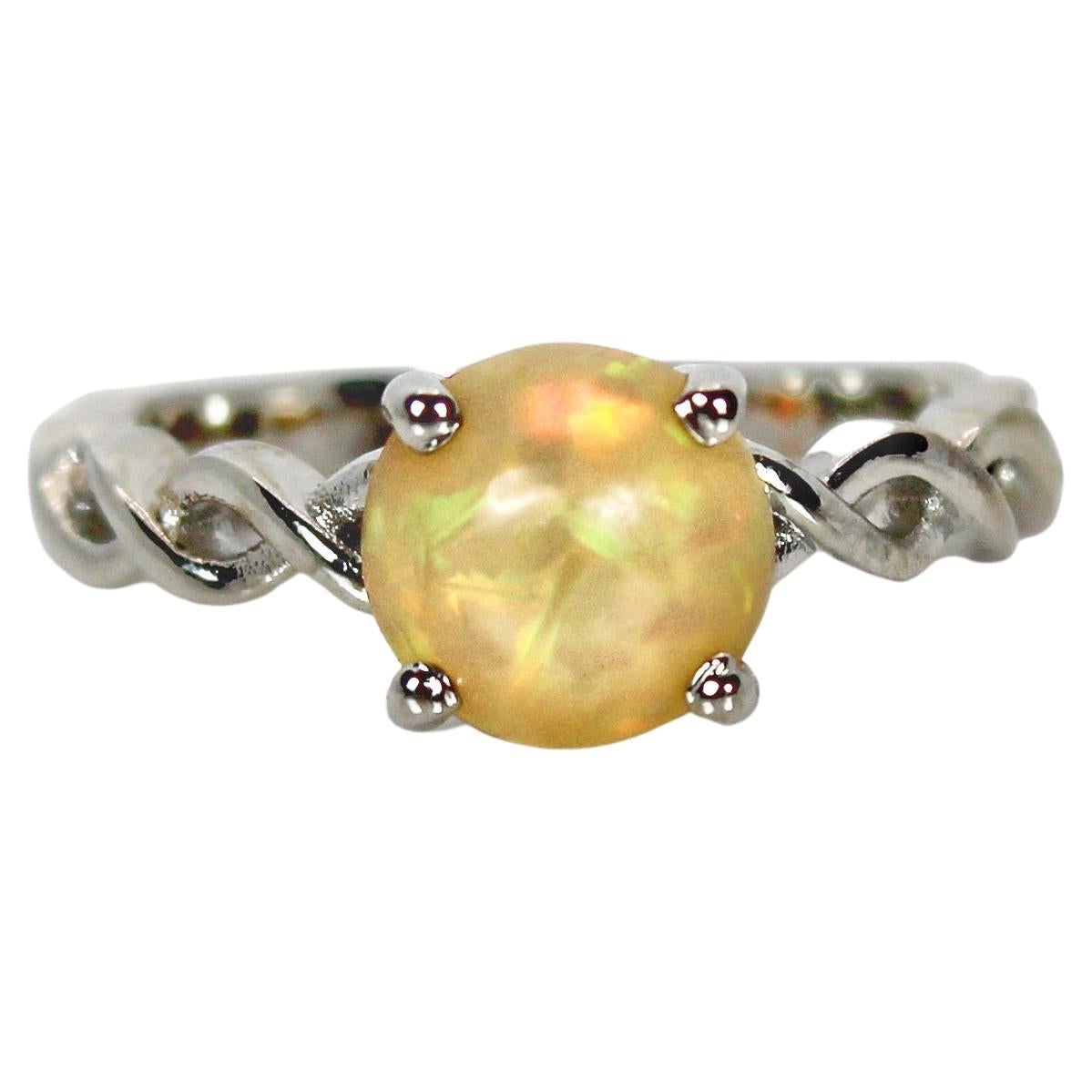 1.5 Carat Round Natural Opal Ring