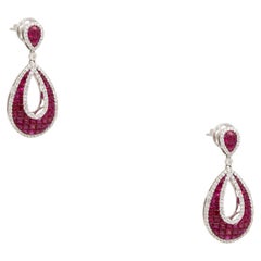1.5 Carat Ruby 
1.25 Carat Diamond Tear-Drop Shape Earrings 18 Karat In Stock