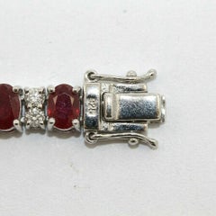 15 Carat Ruby and Diamond Link Tennis Bracelet in 14k White Gold
