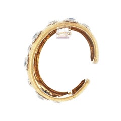15 Carat Sapphire and Diamond 18K "AP" Bangle with Flip-up Hinge
