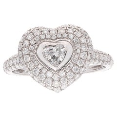 1.5 Carat SI Clarity HI Color Diamond Heart Ring 18k White Gold Handmade Jewelry