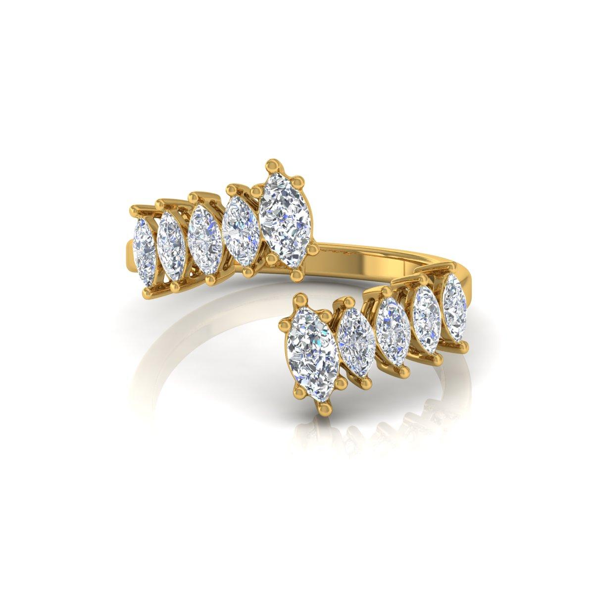 Modern 1.5 Carat SI Clarity HI Color Marquise Diamond Ring 18 Karat Yellow Gold Jewelry For Sale