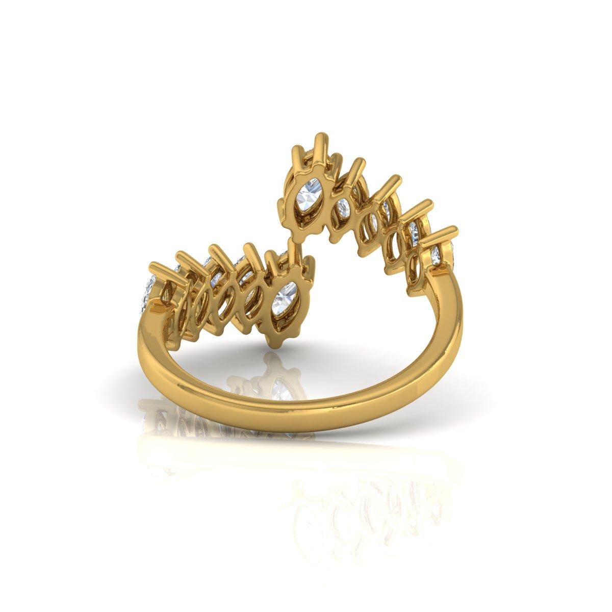 Marquise Cut 1.5 Carat SI Clarity HI Color Marquise Diamond Ring 18 Karat Yellow Gold Jewelry For Sale