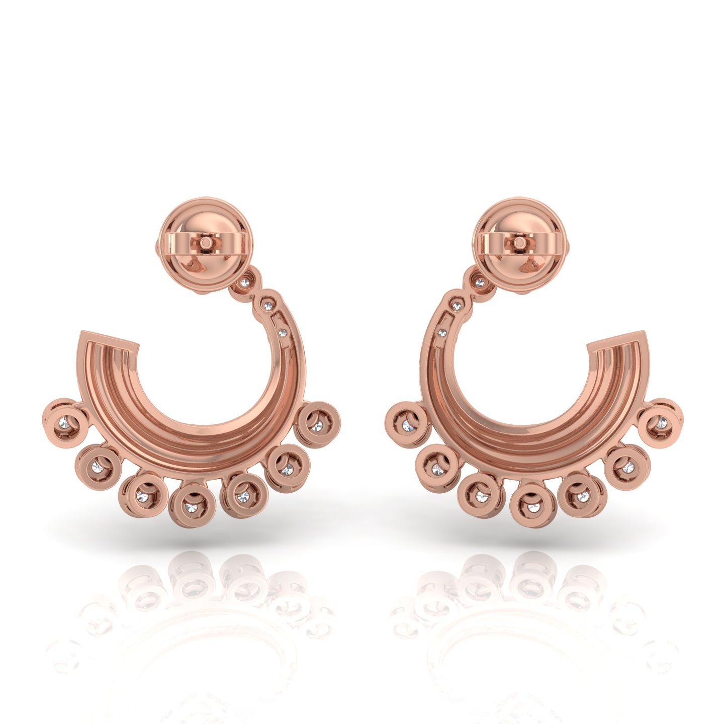 1,5 Karat SI/H Ohrringe aus 14 Karat Roségold mit runden Diamanten im Brillantschliff (Moderne) im Angebot