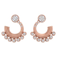 Pendientes de diamantes talla brillante redonda SI/H de 1,5 quilates Joyas de oro rosa de 14 quilates