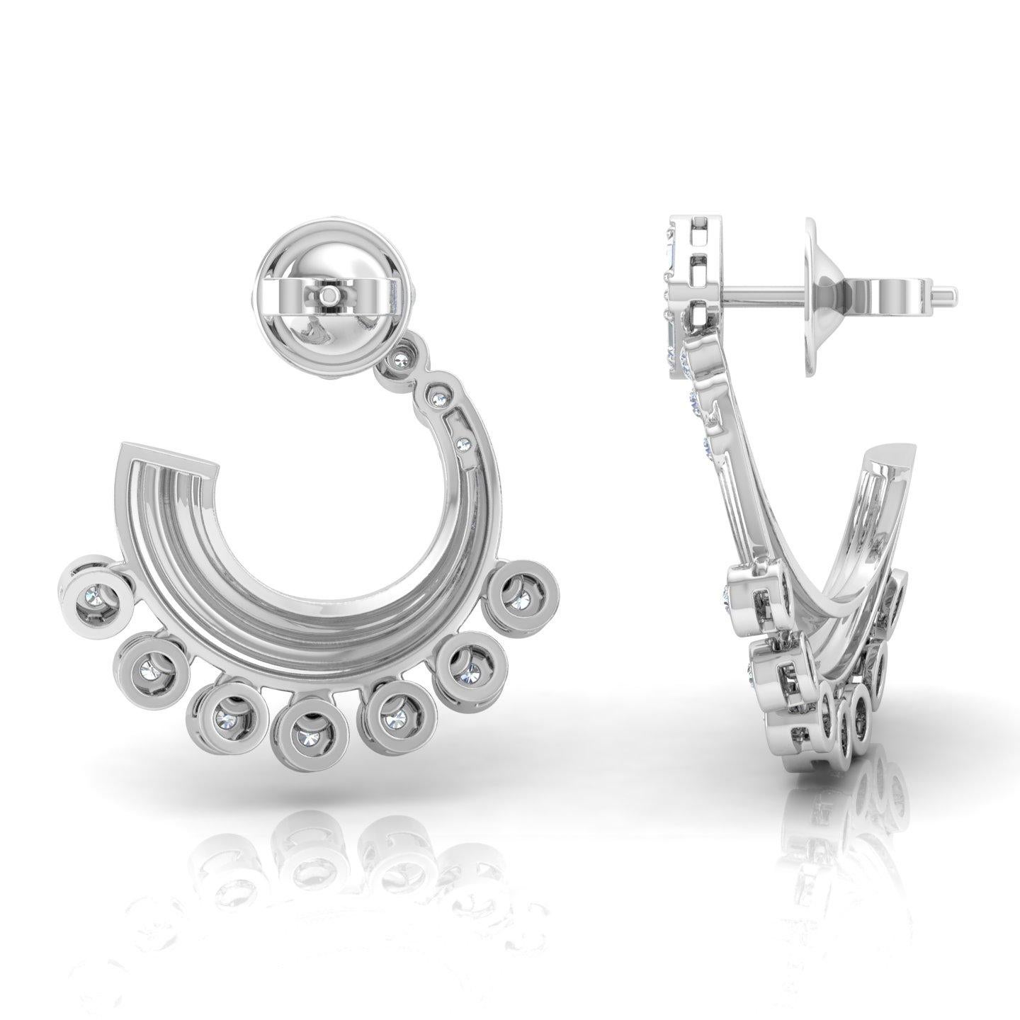 Modern 1.5 Carat SI/H Round Brilliant Cut Diamond Earrings 14 Karat White Gold Jewelry For Sale