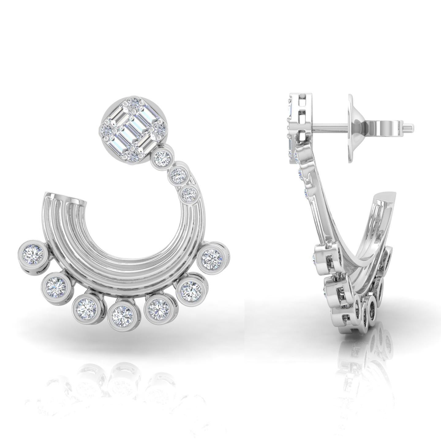Round Cut 1.5 Carat SI/H Round Brilliant Cut Diamond Earrings 14 Karat White Gold Jewelry For Sale
