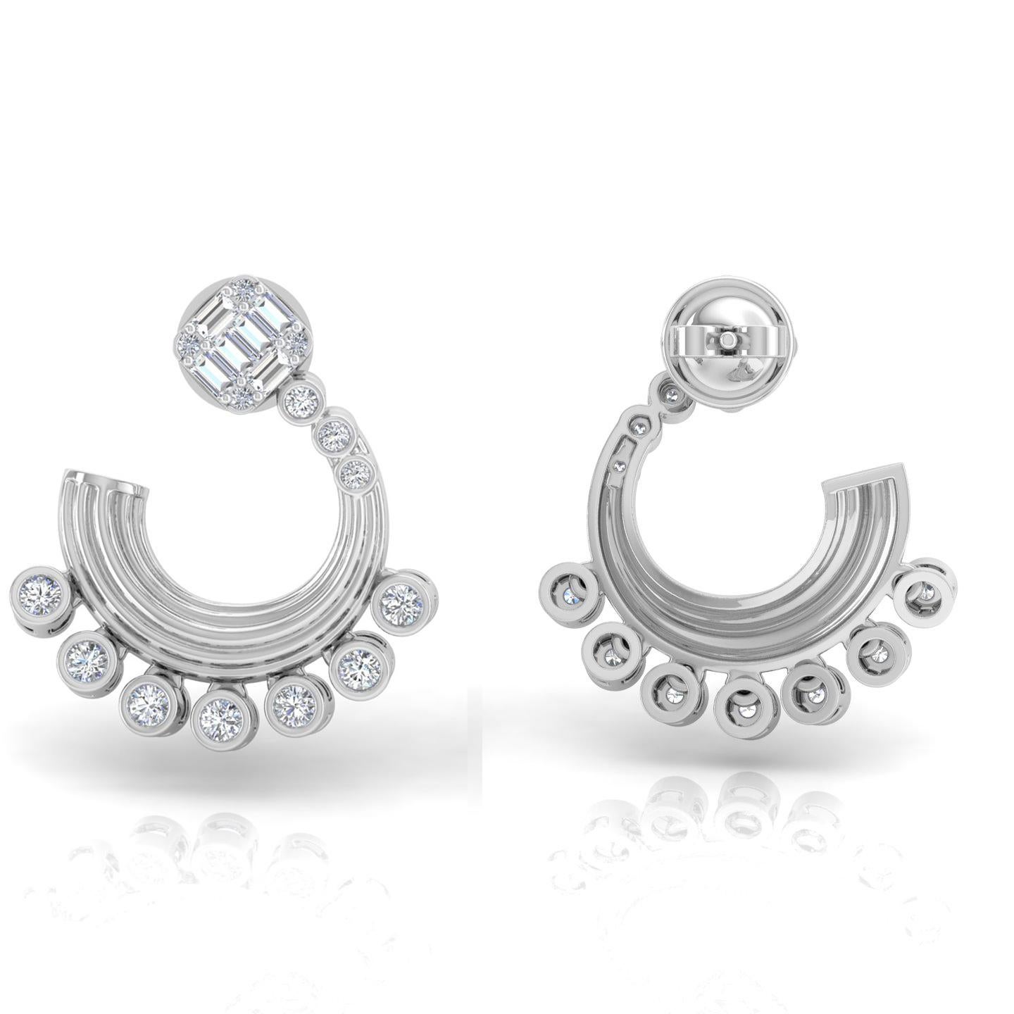 1.5 Carat SI/H Round Brilliant Cut Diamond Earrings 14 Karat White Gold Jewelry In New Condition For Sale In Diera, Dubai