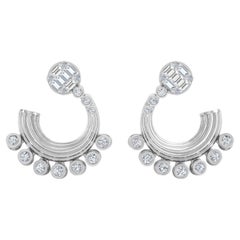 Pendientes de diamantes talla brillante redonda SI/H de 1,5 quilates Joyas de oro blanco de 14 quilates
