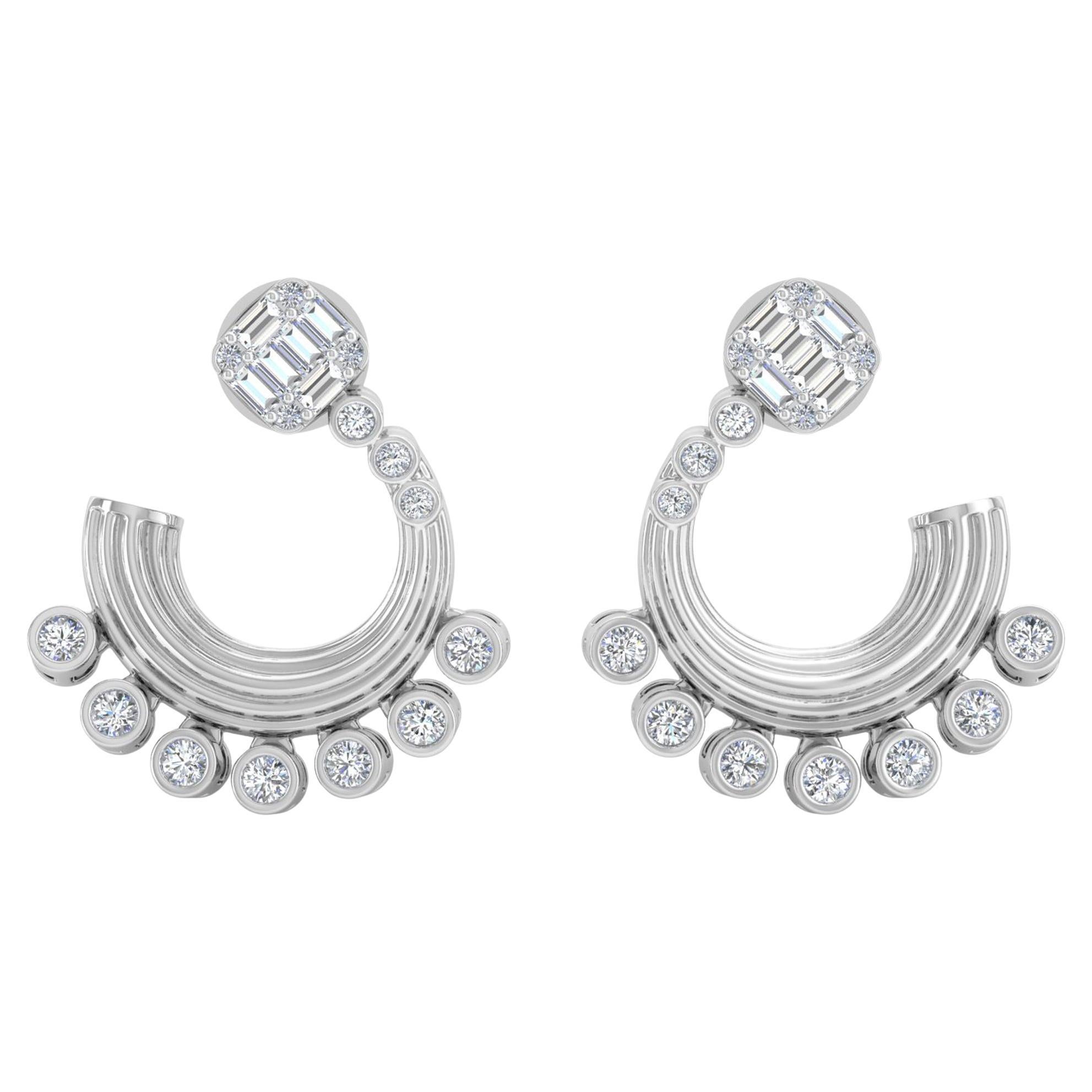 1.5 Carat SI/H Round Brilliant Cut Diamond Earrings 14 Karat White Gold Jewelry en vente