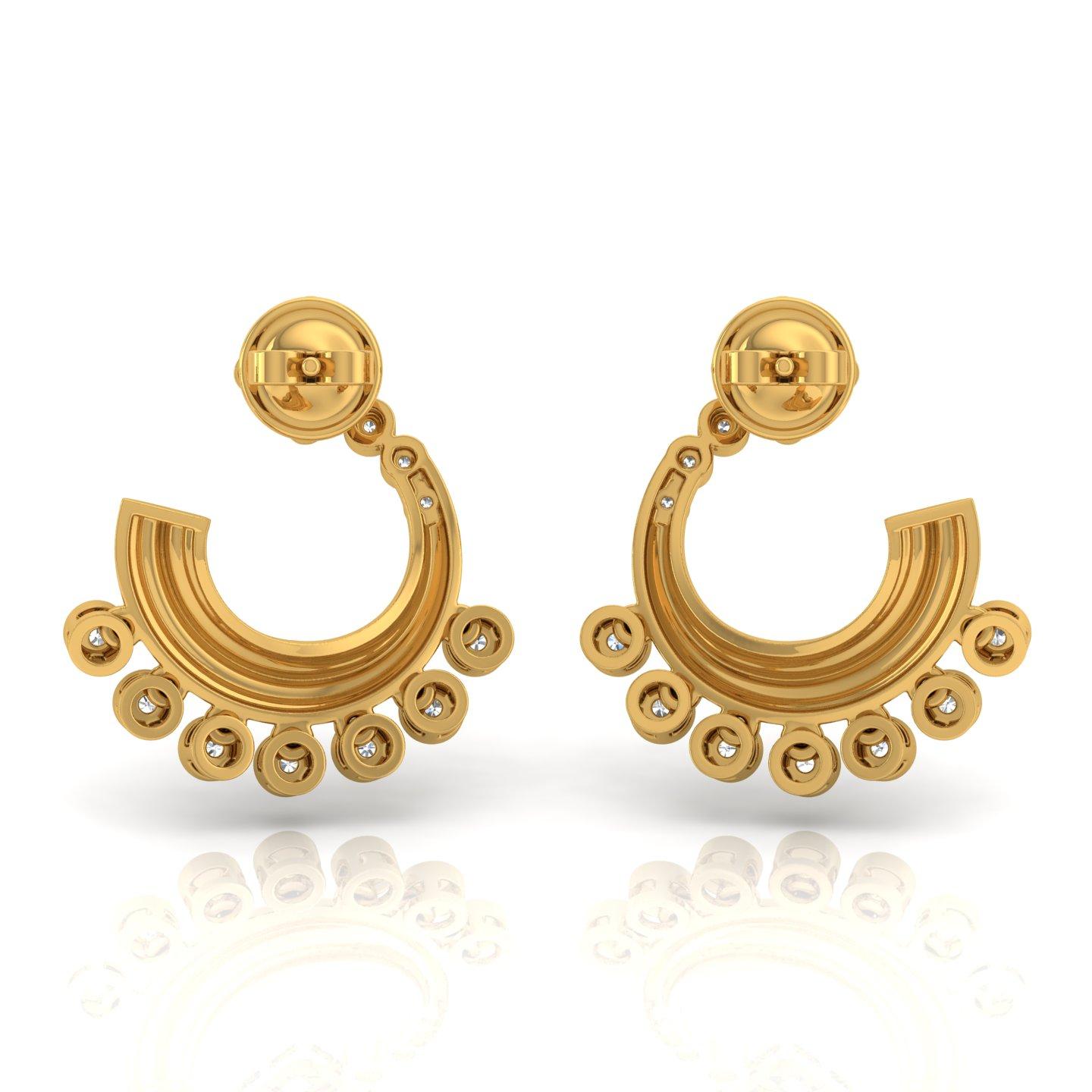 Modern 1.5 Carat SI/H Round Brilliant Cut Diamond Earrings 14 Karat Yellow Gold Jewelry For Sale