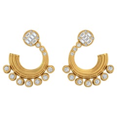 1,5 Karat SI/H Diamant-Ohrringe aus 14 Karat Gelbgold mit rundem Brillantschliff