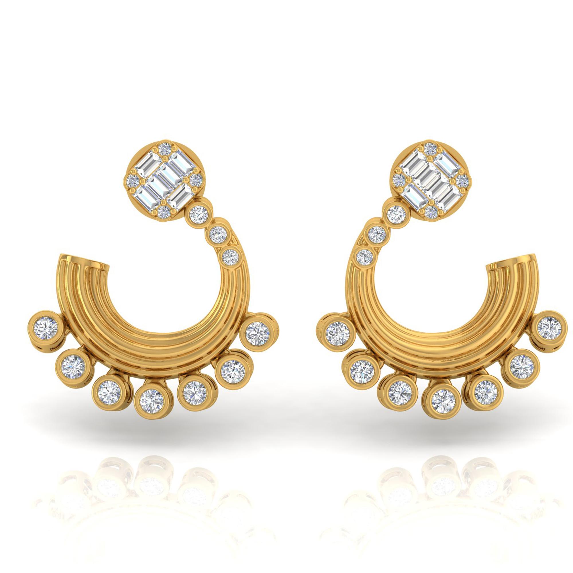 Pendientes de diamantes talla brillante redonda SI/H de 1,5 quilates Joyas de oro amarillo de 14 quilates