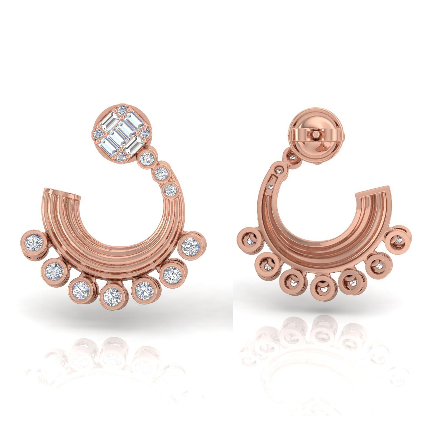1,5 Karat SI/H Diamant-Ohrringe aus 18 Karat Roségold mit rundem Brillantschliff (Rundschliff) im Angebot
